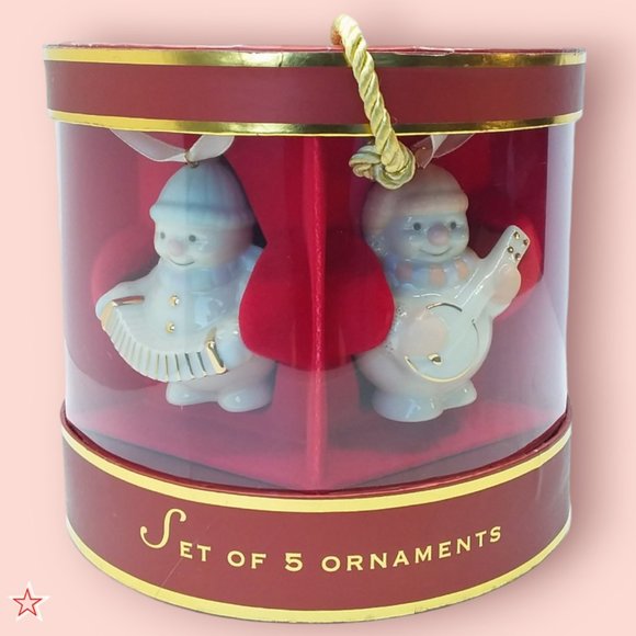 Lenox Snowman Ornaments Set of 5 Playing Instruments Gilded Porcelain Christmas - Picture 1 of 14